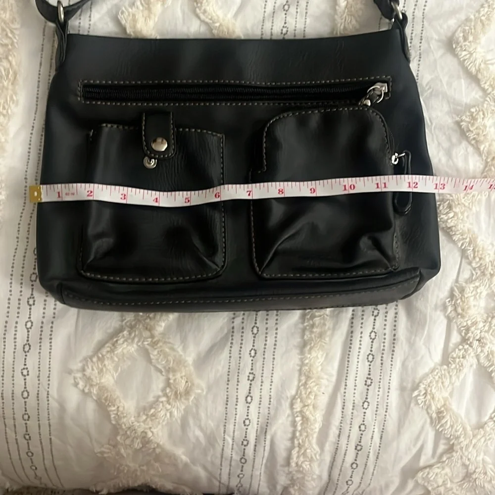 relic faux black leather crossbody purse